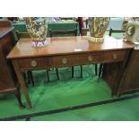 Oak library table with 3 frieze drawers on casters, 122 x 53 x 76cms. Estimate £20-30