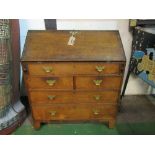 Early 19th century oak bureau (interior requires renovation) with dummy drawer over 2 over 2