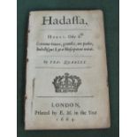 17th century pamphlet ' Hadaffa’ (Hadassa) a poem by Francis Quarles, published London 1664.