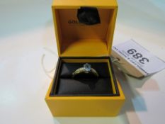 9ct gold ring with diamonds & aqua central stone, size P. Estimate £40-50