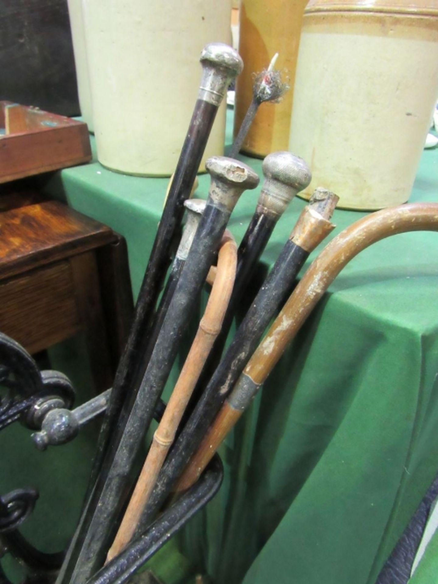 Cast iron stick stand together with collection of walking sticks & canes. Estimate £20-30 - Image 3 of 3