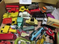 Box of 57 Corgi, Matchbox & Lesney model vehicles. Estimate £40-60