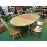 Ercol blonde coloured extendable dining table, 189cms (extended) x 107 x 74cms, together with 6 high