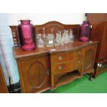 Edwardian mahogany break-front sideboard with upstand over 2 cupboards, flanking 2 drawers & display