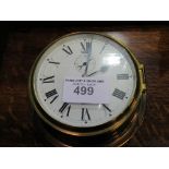 Ship's brass bulk head clock. Estimate £20-30