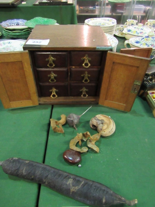 Collector's cabinet containing various seeds, rocks which include opal & 7 other seed pods. Estimate