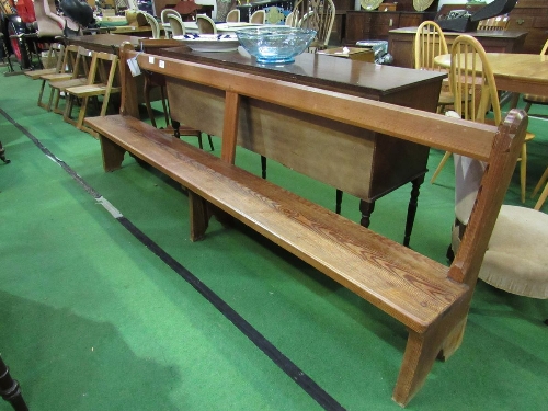 Pitch pine church pew from St. Colomba Church, Fareham, length 267cms. Estimate £40-60 - Image 2 of 2