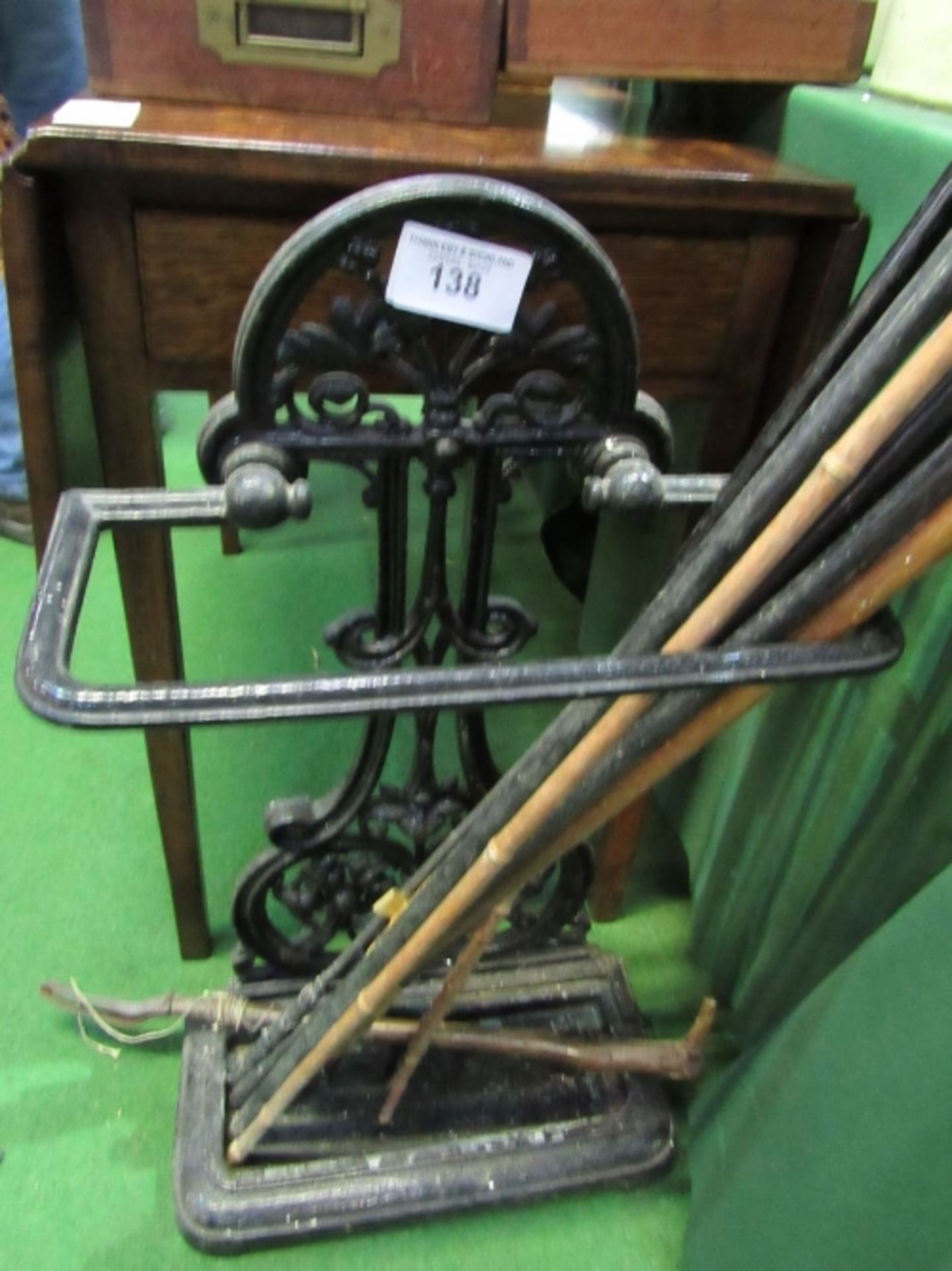 Cast iron stick stand together with collection of walking sticks & canes. Estimate £20-30 - Image 2 of 3