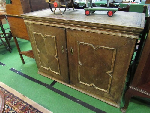 19th century oak sideboard with panel doors & interior shelves, 112 x 47 x 84cms. Estimate £40-60 - Image 2 of 4