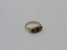 9ct gold & ruby ring, weight 4gms, size S 1/2.