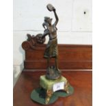 19th century spelter figure 'Gitana' by L Guillemin of a girl dancer on a marble base,