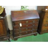 Georgian oak bureau with brass fittings & fitted interior, complete with purchase invoice dated