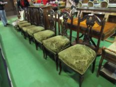 4 mahogany framed upholstered seat dining chairs & 3 others. Estimate £30-40