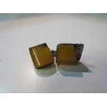 Russian 875 silver & amber cufflinks. Estimate £25-35