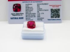 Cushion cut loose red ruby, weight 9.95ct, with certificate. Estimate £40-50