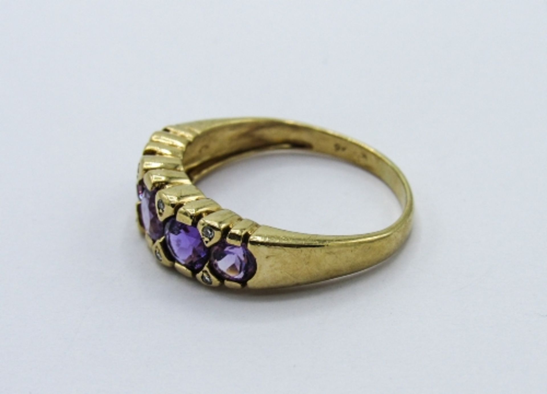 9ct gold amethyst & diamond ring, weight 3.2gms, size T. Estimate £150-180 - Image 3 of 3