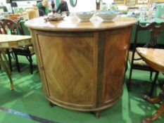 Mahogany demi-lune shaped cabinet, 114 x 61 x 100. Estimate £40-60