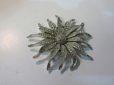 1950's 'Crown Trifari' silver tone & rhinestone set sunburst brooch by designer Albert Phillippe,