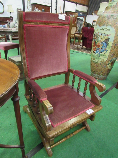 Mahogany upholstered American-style rocking chair. Estimate £20-40 - Image 3 of 3