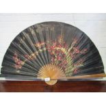 Large oriental hand-painted paper fan, 163 x 86cms. Estimate £20-40