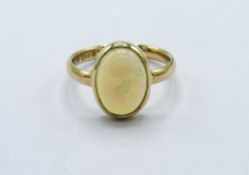 9ct gold opal ring, weight 2.7gms, size M 1/2. Estimate £200-250