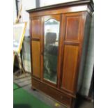 Edwardian mahogany wardrobe with mirror to door & drawer to base, 120 x 45 x 196cms. Estimate £30-