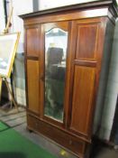 Edwardian mahogany wardrobe with mirror to door & drawer to base, 120 x 45 x 196cms. Estimate £30-