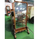 Victorian carved mahogany framed cheval mirror, 82 x 160cms high