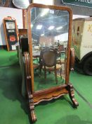 Victorian carved mahogany framed cheval mirror, 82 x 160cms high