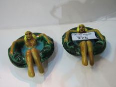 Pair of 1970's Vallauris Majolica ashtrays. Estimate £40-80