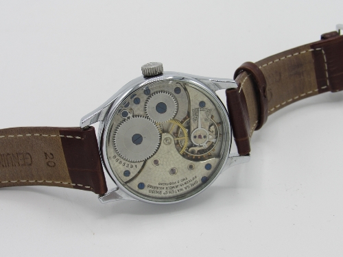 Vintage hand-winding wristwatch (converted from pocket watch) with glass back showing Omega - Image 2 of 2