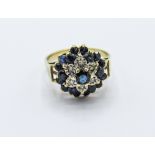 9ct gold sapphire & diamond ring, weight 3.7gms, size M. Estimate £130-150