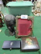 Enamel bread bin; blackamoor bust; Art Nouveau picture frame & 2 small wooden boxes