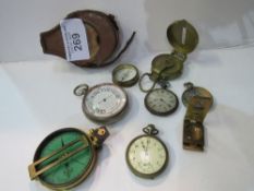 4 compasses including Marching compass by Stanley, 3 Great Turnstile, London in leather case;