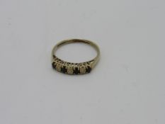 9ct gold diamond & black stone half eternity ring, weight 2.1gms, size L 1/2