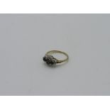 9ct gold diamond & black stone ring, weight 1.9gms, size M