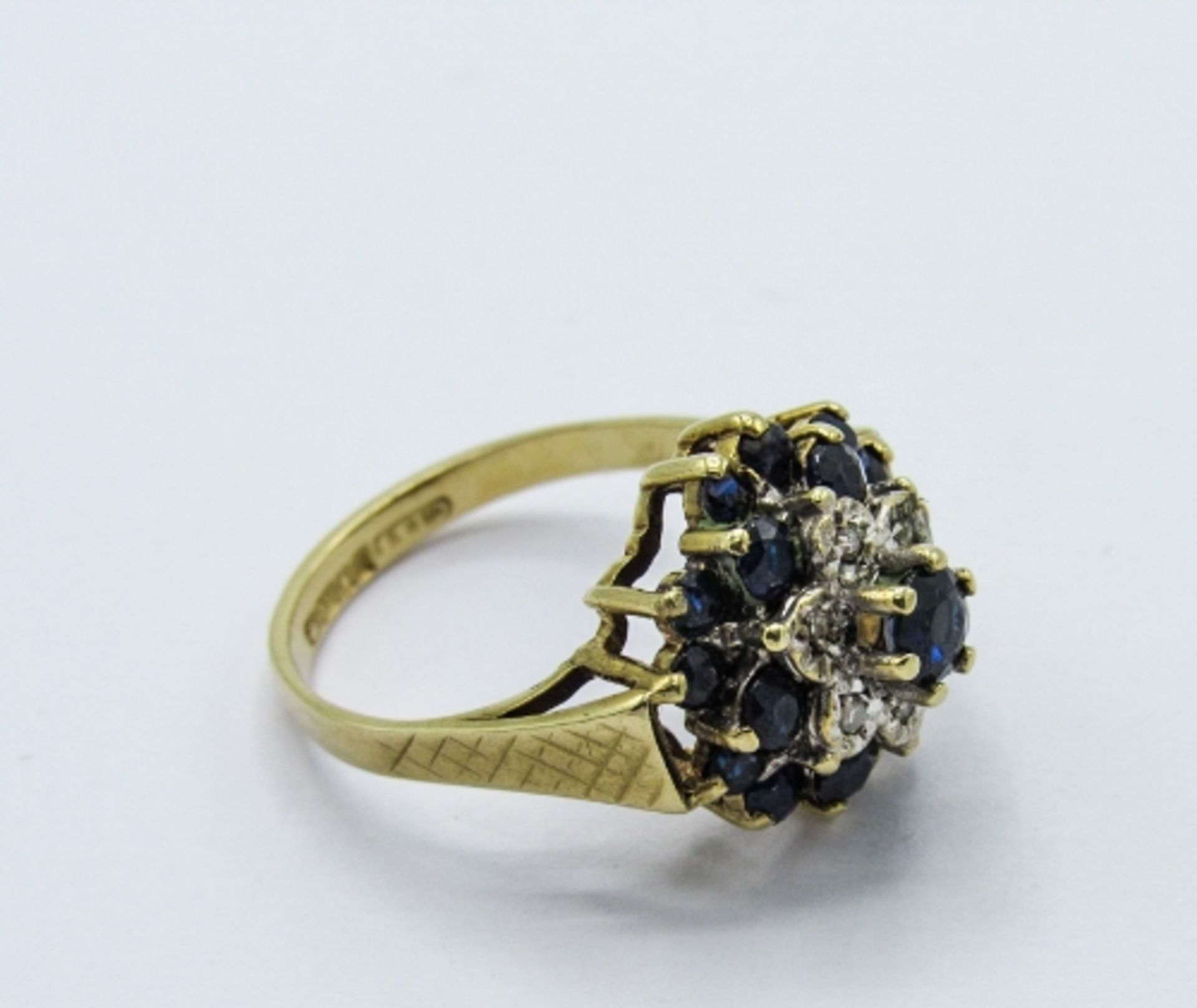 9ct gold sapphire & diamond ring, weight 3.7gms, size M. Estimate £130-150 - Image 3 of 4
