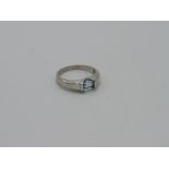 9 carat white gold ring set with beautiful aquamarine cushion cut stone, size N. Estimate £100-150