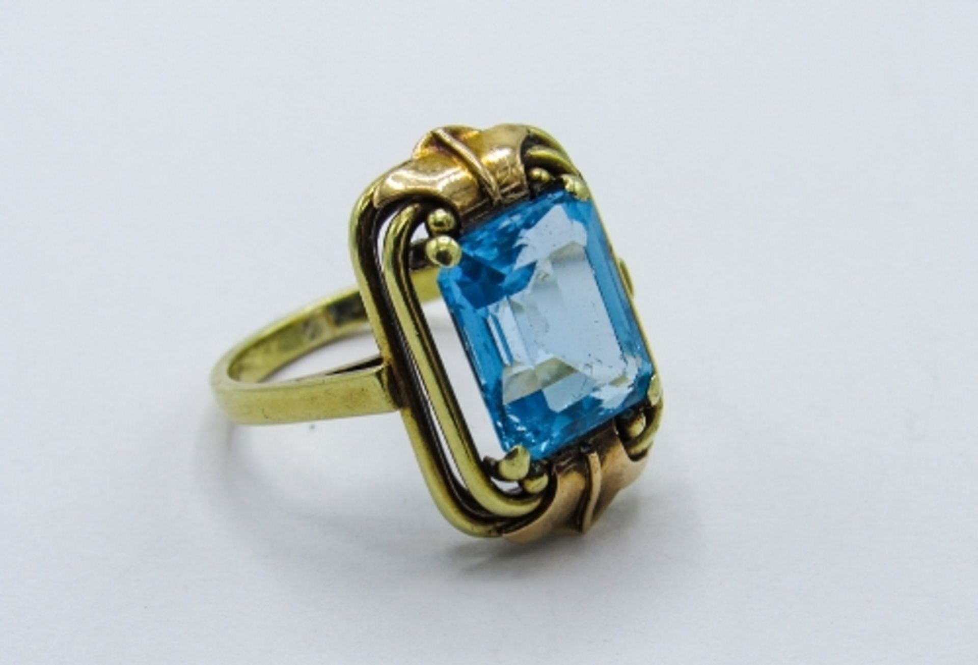 14ct gold Art Deco topaz ring, weight 6gms, size N. Estimate £275-300 - Image 5 of 5