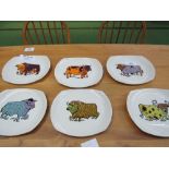 6 English Ironstone 'Beefeater' plates. Estimate £20-40