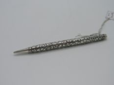 Hallmarked silver propelling pencil with textured finish. Estimate £15-20