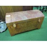 Tooled leather covered domed trunk made in Honduras, 77 x 47 x 44cms. Estimate £50-80