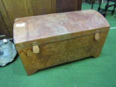 Tooled leather covered domed trunk made in Honduras, 77 x 47 x 44cms. Estimate £50-80