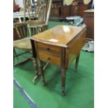 Rosewood drop-side table with 2 drawers to 1 end & cupboard to other, 79cms (open) x 56 x 68cms.