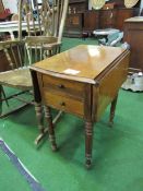 Rosewood drop-side table with 2 drawers to 1 end & cupboard to other, 79cms (open) x 56 x 68cms.