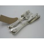 Set of 6 sterling silver fish knives & forks. A substantial gauge on this elegantly simple service