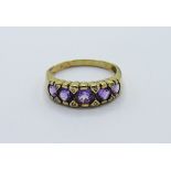 9ct gold amethyst & diamond ring, weight 3.2gms, size T. Estimate £150-180