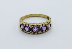 9ct gold amethyst & diamond ring, weight 3.2gms, size T. Estimate £150-180