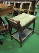 Piano stool with rising lid & shelf beneath. Estimate £20-30