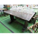 Small oak refectory style table, 140 x 70 x 75cms.